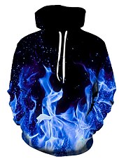 economico Felpe con cappuccio da uomo-Per uomo Pop art Fiamma Felpa con cappuccio Felpe Felpa Felpa con cappuccio Manica lunga Felpa con cappuccio Con cappuccio Festa Stampa 3D Serata Fine settimana Blu Fucsia progettista