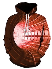 economico Pattern 3D-Per uomo Pop art 3D Print Felpa con cappuccio Felpe Felpa Felpa con cappuccio Manica lunga Felpa con cappuccio Con cappuccio Essenziale Stampa 3D Giornaliero Giallo Rosso progettista