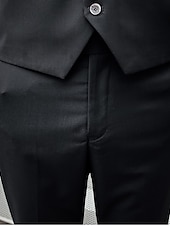 cheap Formal Suits-Black White Burgundy Men&#039;s Wedding Party/Evening Suits Solid Colored 3 Piece Formal Standard Fit Single Breasted One-button