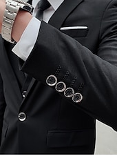 cheap Formal Suits-Black White Burgundy Men&#039;s Wedding Party/Evening Suits Solid Colored 3 Piece Formal Standard Fit Single Breasted One-button