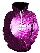 economico Pattern 3D-Per uomo Pop art 3D Print Felpa con cappuccio Felpe Felpa Felpa con cappuccio Manica lunga Felpa con cappuccio Con cappuccio Essenziale Stampa 3D Giornaliero Giallo Rosso progettista