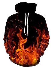 economico Felpe con cappuccio da uomo-Per uomo Pop art Fiamma Felpa con cappuccio Felpe Felpa Felpa con cappuccio Manica lunga Felpa con cappuccio Con cappuccio Festa Stampa 3D Serata Fine settimana Blu Fucsia progettista