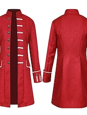 levne Pánské bundy a kabáty-Pánské Kabát Peacoat Výkon Párty a večerní akce Retro styl Jaro Podzim Speciální design Starožitný Vintage Retro Dlouhé Jacquardské středověké pánské oblečení [bílé] Jacquardské středověké pánsk