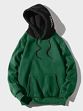 cheap Basic Hoodies-Men&#039;s Hoodie Green Blue Red Brown Beige Hooded Solid Color Graphic Front Pocket Cool Casual Essential Winter Clothing Apparel Hoodies Sweatshirts  Long Sleeve Loose Fit