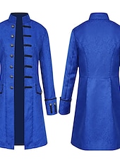 levne Pánské bundy a kabáty-Pánské Kabát Peacoat Výkon Párty a večerní akce Retro styl Jaro Podzim Speciální design Starožitný Vintage Retro Dlouhé Jacquardské středověké pánské oblečení [bílé] Jacquardské středověké pánsk