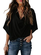 abordables Hauts de Travail pour Femmes-Chemisier Chemise Femme Violet Claire Amande Bleu Ciel Plein Manches Longues Casual basique Col V S