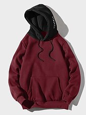cheap Basic Hoodies-Men&#039;s Hoodie Green Blue Red Brown Beige Hooded Solid Color Graphic Front Pocket Cool Casual Essential Winter Clothing Apparel Hoodies Sweatshirts  Long Sleeve Loose Fit