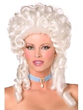 olcso Történelmi parókák-Cosplay Jelmez Paróka Hullámos Középső Részes Paróka Fehér Szintetikus Haj Nők Fehér Halloween Parókák