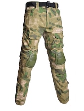 baratos Calças e Calções-Homens Calça Camuflada de Caçador Calças Táticas com joelheiras Ripstop A Prova de Vento Respirável Bolso Múltiplo Inverno Outono camuflagem Algodão Calças para Caça Militar Treinamento Jungle Python