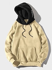 cheap Basic Hoodies-Men&#039;s Hoodie Green Blue Red Brown Beige Hooded Solid Color Graphic Front Pocket Cool Casual Essential Winter Clothing Apparel Hoodies Sweatshirts  Long Sleeve Loose Fit