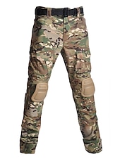 baratos Calças e Calções-Homens Calça Camuflada de Caçador Calças Táticas com joelheiras Ripstop A Prova de Vento Respirável Bolso Múltiplo Inverno Outono camuflagem Algodão Calças para Caça Militar Treinamento Jungle Python