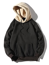 cheap Basic Hoodies-Men&#039;s Hoodie Green Blue Red Brown Beige Hooded Solid Color Graphic Front Pocket Cool Casual Essential Winter Clothing Apparel Hoodies Sweatshirts  Long Sleeve Loose Fit