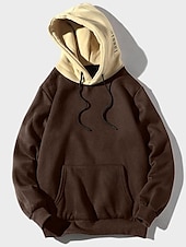 cheap Basic Hoodies-Men&#039;s Hoodie Green Blue Red Brown Beige Hooded Solid Color Graphic Front Pocket Cool Casual Essential Winter Clothing Apparel Hoodies Sweatshirts  Long Sleeve Loose Fit