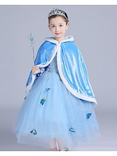 cheap Girls&#039; Costumes-Princess Fairytale Elsa Cloak Girls&#039; Movie Cosplay A-Line Slip Purple Yellow Fuchsia Dress Shawl Christmas Masquerade World Book Day Costumes