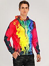abordables Sweats à capuche pour hommes-Homme à imprimé arc-en-ciel Sweat à capuche Sweats à Capuche Sweat-shirt Sweat à capuche manche longue Sweat à capuche Capuche Décontractées 3D effet Extérieur Plein Air Vacances Jaune Violet
