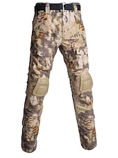 baratos Calças e Calções-Homens Calça Camuflada de Caçador Calças Táticas com joelheiras Ripstop A Prova de Vento Respirável Bolso Múltiplo Inverno Outono camuflagem Algodão Calças para Caça Militar Treinamento Jungle Python
