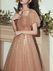 preiswerte Ballkleid-A-Linie Goldkleider Abendkleid Elegantes Kleid Formal BodenlängenÄrmellos Ein Schulter Tasche Satin mit Schulterblume Kleid zum Beeindrucken