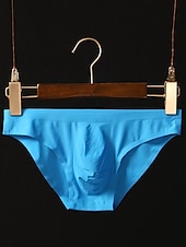 preiswerte Herrenunterwäsche &amp; -socken-Herren normal niedrige Leibhöhe dehnbar Basicslips Unterwäsche 1 Stück bequemer einfarbiger Slip hellblau weiß m