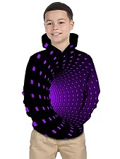 halpa Poikien 3D-näkö ja geometria-Poikien 3D Geometrinen Huppari Pitkähihainen 3D-tulostus Kevät Talvi Aktiivinen Perus Lapset Taapero Päivittäin