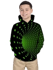 halpa Poikien 3D-näkö ja geometria-Poikien 3D Geometrinen Huppari Pitkähihainen 3D-tulostus Kevät Talvi Aktiivinen Perus Lapset Taapero Päivittäin