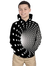halpa Poikien 3D-näkö ja geometria-Poikien 3D Geometrinen Huppari Pitkähihainen 3D-tulostus Kevät Talvi Aktiivinen Perus Lapset Taapero Päivittäin