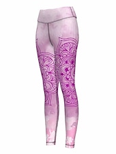 baratos legging 3D-Mulheres Calças de ioga Butt Lift Compressão abdominal Cintura Alta Treino de Ginástica Corrida Ginástica Meia-calça Leggings Gráfico Preto Rosa Claro Rosa claro Outono Inverno Esportes Roupas