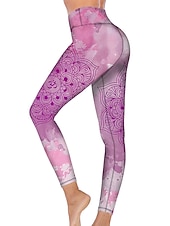 baratos legging 3D-Mulheres Calças de ioga Butt Lift Compressão abdominal Cintura Alta Treino de Ginástica Corrida Ginástica Meia-calça Leggings Gráfico Preto Rosa Claro Rosa claro Outono Inverno Esportes Roupas