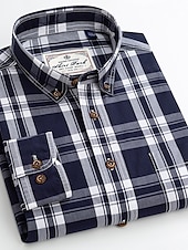 voordelige Overhemden met knopen voor heren-Voor heren Overhemd Geruit overhemd Button-down overhemd Shirt met kraag Geruit Bruiloft Werk B C D E Lange mouw Strijkijzer Lente &amp; Herfst Kleding Button-omlaag