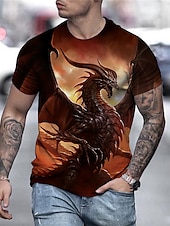 economico Magliette con stampa animale-Per uomo Pop art Manga Drago Camicia maglietta Magliette Manica corta maglietta Stampa 3D Girocollo Camicia Streetwear Esagerato Giornaliero Per eventi Nero Dorato Blu Abbigliamento Plus Size S M L