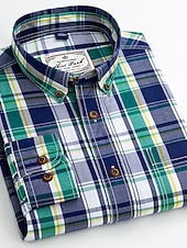 voordelige Overhemden met knopen voor heren-Voor heren Overhemd Geruit overhemd Button-down overhemd Shirt met kraag Geruit Bruiloft Werk B C D E Lange mouw Strijkijzer Lente &amp; Herfst Kleding Button-omlaag