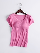 abordables T-shirts-T shirt Tee Femme Plein Couleur Pleine Intérieur Casual du quotidien T shirt Tee Manches Courtes Col Rond basique Rouge vin Taro violet Blanc d&#039;origine S