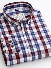 voordelige Overhemden met knopen voor heren-Voor heren Overhemd Geruit overhemd Button-down overhemd Shirt met kraag Geruit Bruiloft Werk B C D E Lange mouw Strijkijzer Lente &amp; Herfst Kleding Button-omlaag