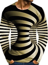 billiga 3D T-shirts-Herr 3D Print T-shirt Långärmad T-shirt 3D-tryck Rund hals Skjorta Streetwear drivna Designer Dagligen Utekväll Gul Rodnande Rosa Rubinrött Kläder Plusstorlekar S M L XL XXL 3XL 4XL