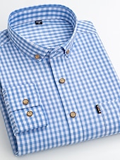 voordelige Overhemden met knopen voor heren-Voor heren Overhemd Geruit overhemd Button-down overhemd Shirt met kraag Geruit Bruiloft Werk B C D E Lange mouw Strijkijzer Lente &amp; Herfst Kleding Button-omlaag