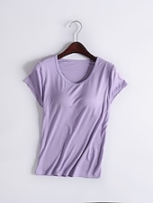 abordables T-shirts-T shirt Tee Femme Plein Couleur Pleine Intérieur Casual du quotidien T shirt Tee Manches Courtes Col Rond basique Rouge vin Taro violet Blanc d&#039;origine S