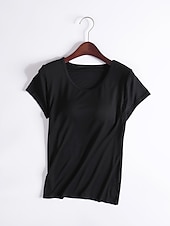 abordables T-shirts-T shirt Tee Femme Plein Couleur Pleine Intérieur Casual du quotidien T shirt Tee Manches Courtes Col Rond basique Rouge vin Taro violet Blanc d&#039;origine S