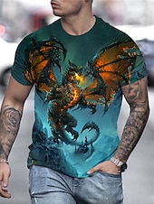 economico Magliette con stampa animale-Per uomo Pop art Manga Drago Camicia maglietta Magliette Manica corta maglietta Stampa 3D Girocollo Camicia Streetwear Esagerato Giornaliero Per eventi Nero Dorato Blu Abbigliamento Plus Size S M L
