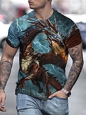 economico Magliette con stampa animale-Per uomo Pop art Manga Drago Camicia maglietta Magliette Manica corta maglietta Stampa 3D Girocollo Camicia Streetwear Esagerato Giornaliero Per eventi Nero Dorato Blu Abbigliamento Plus Size S M L