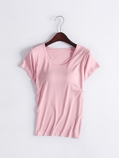 abordables T-shirts-T shirt Tee Femme Plein Couleur Pleine Intérieur Casual du quotidien T shirt Tee Manches Courtes Col Rond basique Rouge vin Taro violet Blanc d&#039;origine S