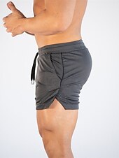 cheap Mens Active Shorts-Men&#039;s Athletic Shorts Running Shorts Gym Shorts Drawstring Side Pockets Split Solid Colored Breathable Quick Dry Outdoor Athletic Beach Casual Shorts Black White Micro-elastic