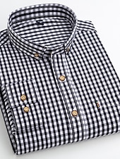 voordelige Overhemden met knopen voor heren-Voor heren Overhemd Geruit overhemd Button-down overhemd Shirt met kraag Geruit Bruiloft Werk B C D E Lange mouw Strijkijzer Lente &amp; Herfst Kleding Button-omlaag