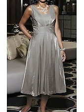 baratos Conjuntos de vestidos para mamãe-Duas Peças Linha A Longuette Vestido de convidada de casamento Vestido Para Mãe dos Noivos Manga 3/4 Decote Quadrado Elegante Vintage Tamanhos Grandes Convidado do casamento Vestidos de jaqueta com