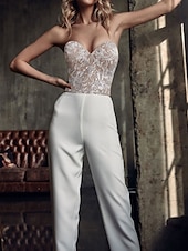 cheap Casual Wedding Dresses-Hall Casual Wedding Dresses Two Piece Sweetheart Long Sleeve Court Train Satin Bridal Suits Bridal Gowns With Lace Appliques 2025