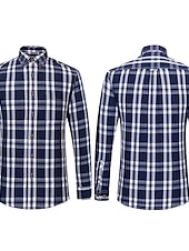 voordelige Overhemden met knopen voor heren-Voor heren Overhemd Geruit overhemd Button-down overhemd Shirt met kraag Geruit Bruiloft Werk B C D E Lange mouw Strijkijzer Lente &amp; Herfst Kleding Button-omlaag