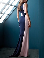 cheap Casual / Daytime Wedding-Mermaid Evening Gown Elegant Dress Formal Evening Sweep / Brush Train Sleeveless Jewel Neck Fall Wedding Guest Chiffon with Sleek