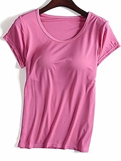 abordables T-shirts-T shirt Tee Femme Plein Couleur Pleine Intérieur Casual du quotidien T shirt Tee Manches Courtes Col Rond basique Rouge vin Taro violet Blanc d&#039;origine S