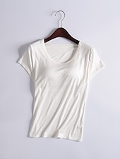 abordables T-shirts-T shirt Tee Femme Plein Couleur Pleine Intérieur Casual du quotidien T shirt Tee Manches Courtes Col Rond basique Rouge vin Taro violet Blanc d&#039;origine S