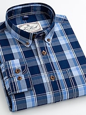 voordelige Overhemden met knopen voor heren-Voor heren Overhemd Geruit overhemd Button-down overhemd Shirt met kraag Geruit Bruiloft Werk B C D E Lange mouw Strijkijzer Lente &amp; Herfst Kleding Button-omlaag