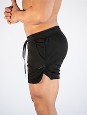 cheap Mens Active Shorts-Men&#039;s Athletic Shorts Running Shorts Gym Shorts Drawstring Side Pockets Split Solid Colored Breathable Quick Dry Outdoor Athletic Beach Casual Shorts Black White Micro-elastic