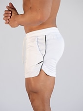 cheap Mens Active Shorts-Men&#039;s Athletic Shorts Running Shorts Gym Shorts Drawstring Side Pockets Split Solid Colored Breathable Quick Dry Outdoor Athletic Beach Casual Shorts Black White Micro-elastic